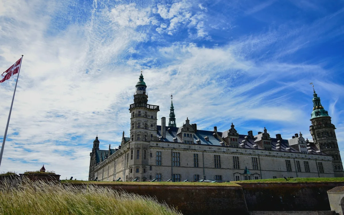 Kronborg Castle: Kronborg above its ramparts under a summer sky