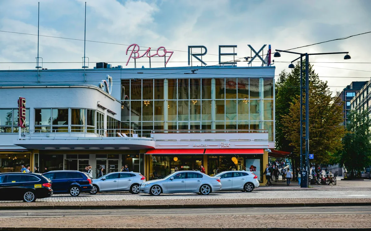 Bio Rex Lasipalatsi: The Lasipalatsi building with the Bio Rex sign